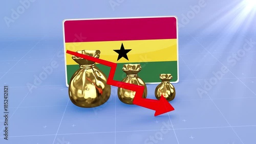 Ghana Reserves Decline with Red Arrow | Economic Crisis Data Graph Infographic