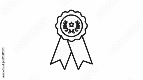 Black and White Award Ribbon Illustration.