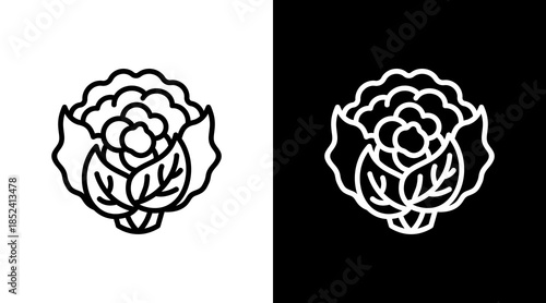 Cauliflower With Icon Set Design