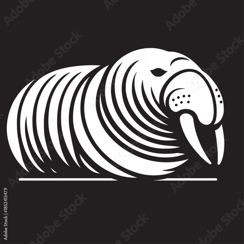 Walrus logo. Vector illustration of a walrus on a black background.