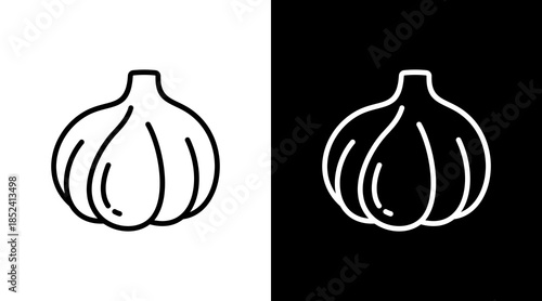 Garlic With Icon Set Design