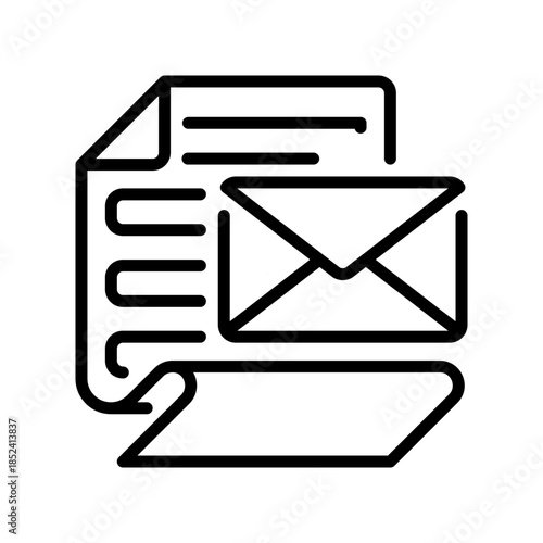 Paper with Message Line Icon, Outline Symbol for Communication Notes, Written Alerts, Information Sharing, Notification Records, and Text Updates. Vector Sign Icon.