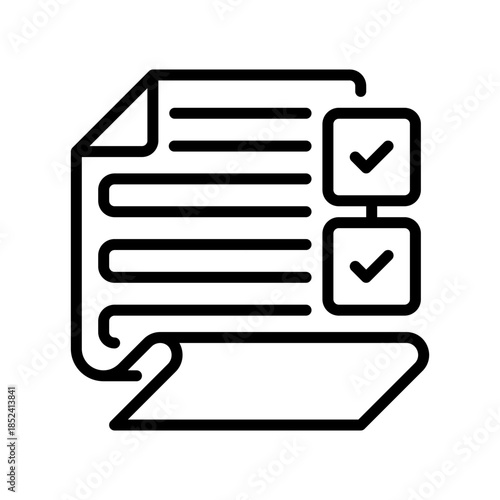 Paper with Task List Line Icon, Outline Symbol for Task Planning, Project Organization, Productivity Tracking, Goal Management, and Activity Scheduling. Vector Sign Icon.