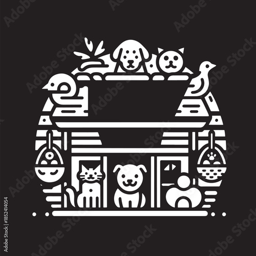 Pets Store. Vector illustration of a pet shop with animals