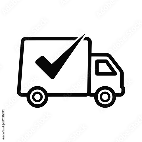 Delivery truck with checkmark indicating successful delivery