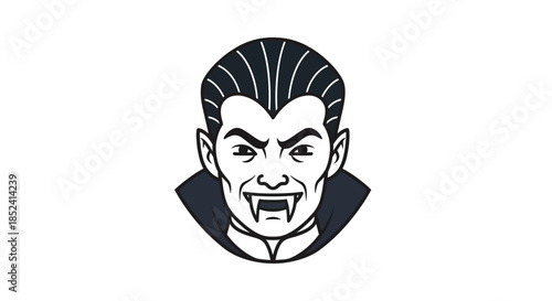 Icon of a spooky vampire with fangs and slicked-back hair, perfect for Halloween or horror themes