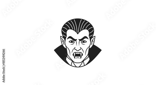 Illustration of a classic vampire character with slicked-back hair and fangs, perfect for Halloween or spooky themes