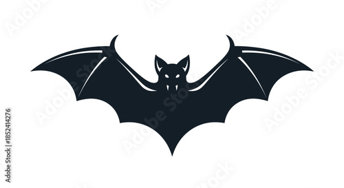 Spooky nocturnal bat silhouette with outstretched wings and glowing eyes, perfect for Halloween decorations or gothic designs