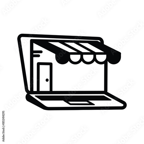 Online store front on laptop screen
