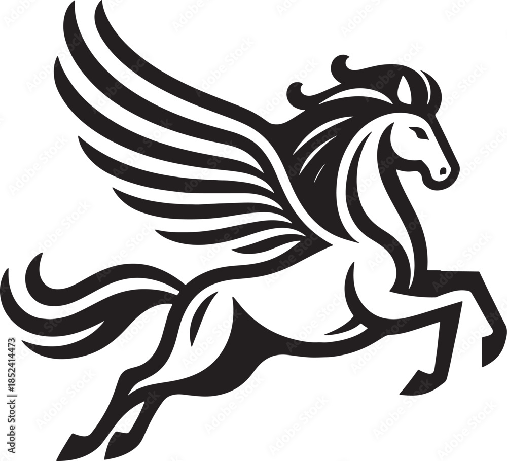 Fototapeta premium Horse with wings. Vector illustration isolated on a white background