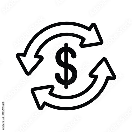 Dollar sign with circular arrows indicating money cycle