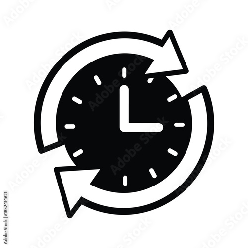 Clock with arrows indicating time rotation