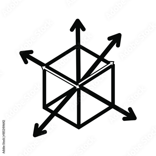 Geometric shape with multiple arrows pointing in different directions