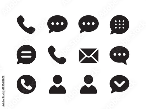 Web icon set. Website set icon vector. Contact icon set, contact us in line and solid style.