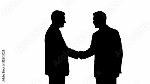 Two Businessmen Shaking Hands in Silhouette.