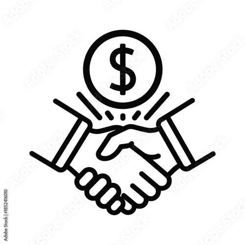 Handshake with dollar sign symbolizing financial agreement