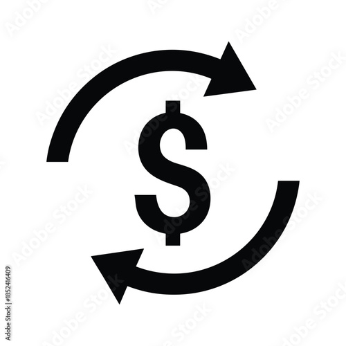 Dollar sign with circular arrows indicating financial cycle