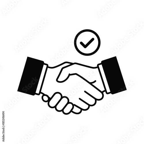 Handshake with checkmark symbolizing agreement