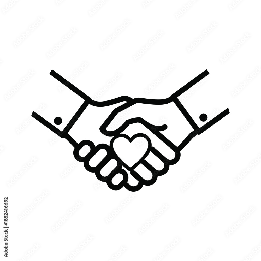 Obraz premium Handshake with heart symbolizing love and partnership