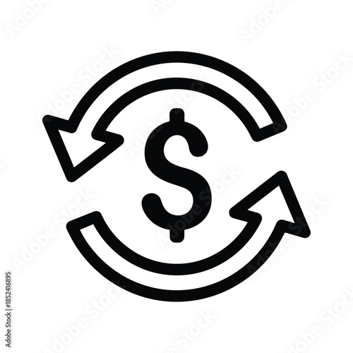 Dollar sign with circular arrows indicating exchange or transfer