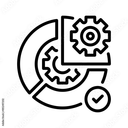 Pie Chart Line Icon, Outline Symbol for Data Visualization, Percentage Breakdown, Metric Analysis, Performance Comparison, and Statistical Reporting. Vector Sign Icon.
