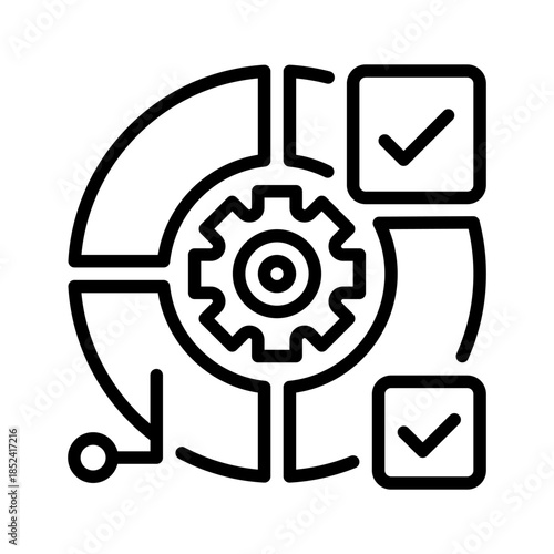 Pie Chart Line Icon, Outline Symbol for Data Visualization, Percentage Breakdown, Metric Analysis, Performance Comparison, and Statistical Reporting. Vector Sign Icon.