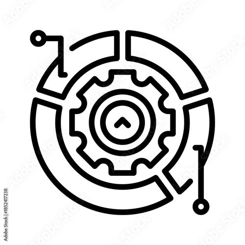 Pie Chart Line Icon, Outline Symbol for Data Visualization, Percentage Breakdown, Metric Analysis, Performance Comparison, and Statistical Reporting. Vector Sign Icon.