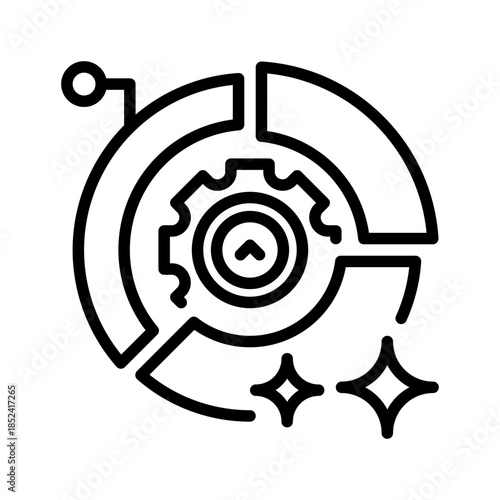 Pie Chart Line Icon, Outline Symbol for Data Visualization, Percentage Breakdown, Metric Analysis, Performance Comparison, and Statistical Reporting. Vector Sign Icon.