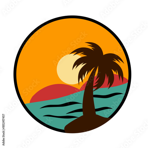 Tropical coastline vector illustration