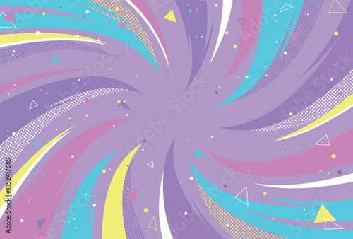 注目 集中 驚き かわいくポップな背景素材 紫 カラフル イベント セール バックグラウンド 渦