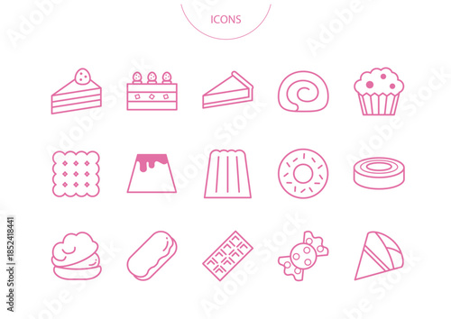 洋菓子　アイコン ピクトグラム　ベクター イラスト　セット
