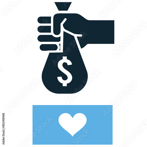 Philanthropy icon vector for charity and non-profit organizations. Ideal for illustrating donation, fundraising, generosity, and social aid.