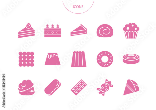 洋菓子　アイコン ピクトグラム　ベクター イラスト　セット
