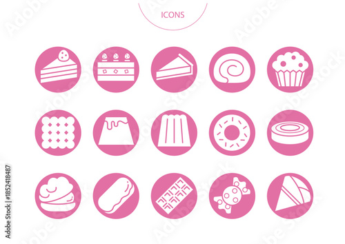 洋菓子　アイコン ピクトグラム　ベクター イラスト　セット