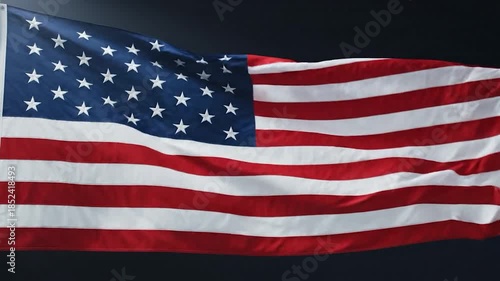 Wallpaper Mural A vibrant, waving flag with stars and stripes, against a dark backdrop Torontodigital.ca