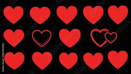 A Collection of Red Hearts, Representing Love, Romance, and Affection on a Black Background