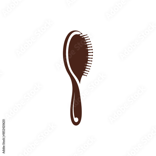 Elegant brown hairbrush with a curved handle and bristles for grooming and styling.