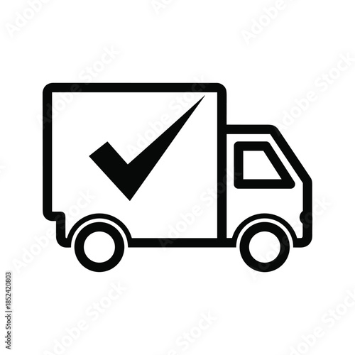 Delivery truck with checkmark indicating successful delivery
