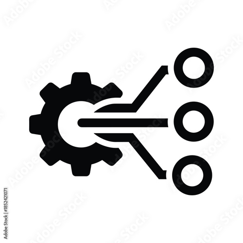 Gear icon with connected circles representing mechanical system