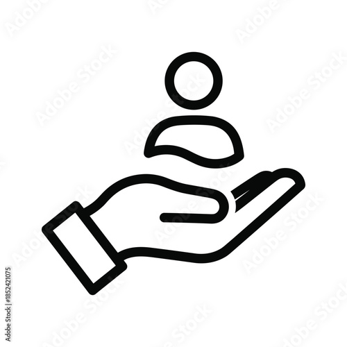 Caring hand supporting person icon