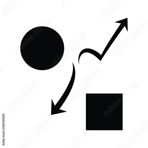 Simple geometric shapes with arrows indicating transformation
