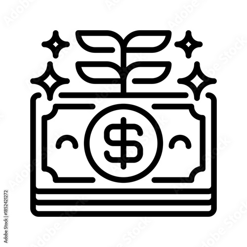 Savings Growth Line Icon, Outline Symbol for Wealth Building, Investment Planning, Financial Stability, Long-Term Profit, and Capital Expansion. Vector Sign Icon.