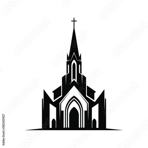 Simple church illustration with cross on top