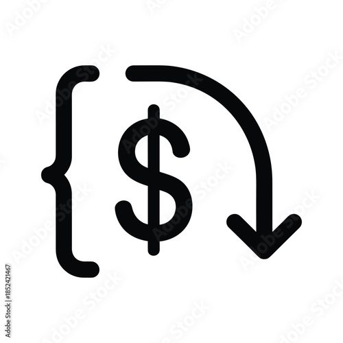 Dollar sign with downward arrow indicating financial loss