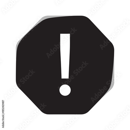 Warning sign with exclamation mark on black background