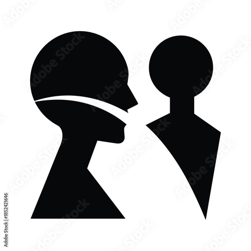 Two people talking to each other in silhouette