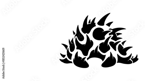 Abstract spiky silhouette design element on white background creating a modern artwork