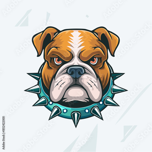 Bulldog head illustration with spiked collar for aggressive mascot logo concept
