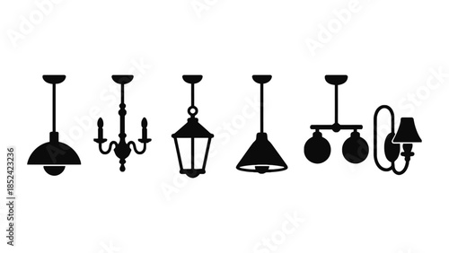 Collection of diverse ceiling light fixtures, showcasing various styles and designs