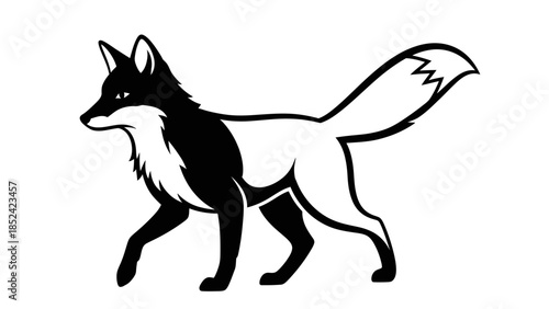 Elegant black and white fox silhouette illustration for creative design projects
